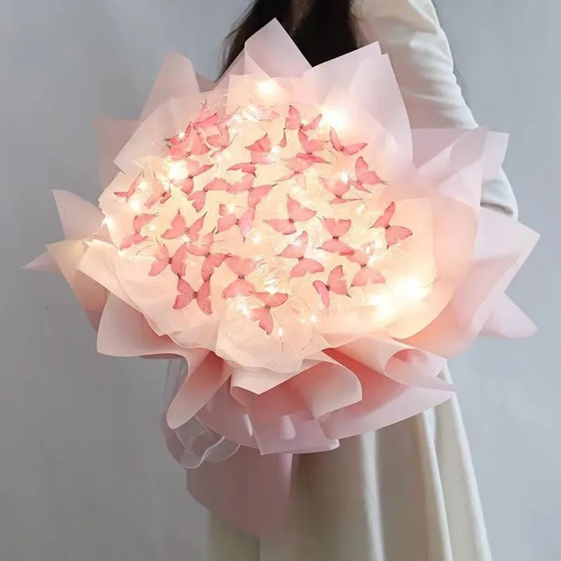 Handmade Butterfly Bouquet With Light String Perfect Wedding Decor
